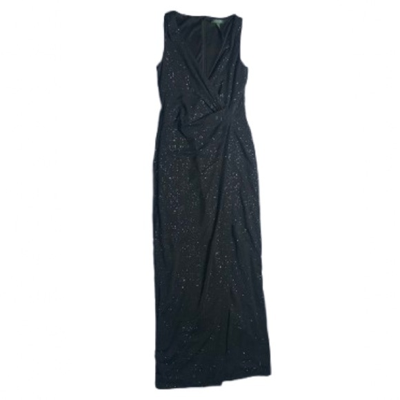 Black Ralph Lauren Evening Dress with Faux Side Slit - Picture 3 of 14